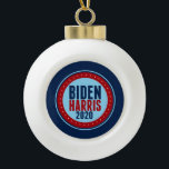 Biden Harris 2020 Commemorative Ceramic Ball Christmas Ornament<br><div class="desc">Joe Biden Kamala Harris 2020. Cool patriotic American election commemorative Christmas ornament gift for the democratic party candidates that features blue and red circles with patriotic white stars.</div>