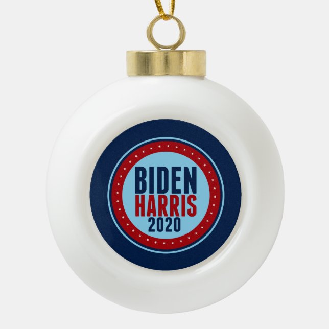 Biden Harris 2020 Commemorative Ceramic Ball Christmas Ornament (Front)