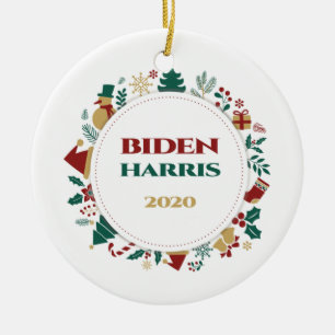 Biden/Harris 2020 Festive Christmas Ceramic Ornament