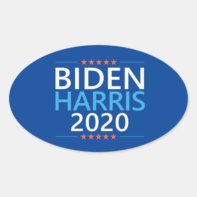 Biden Harris 2020 for President Oval Sticker (Front)