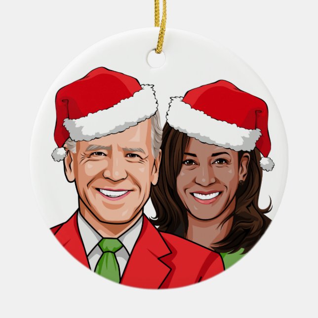 Biden Harris 2020 Holiday Ceramic Ornament (Front)
