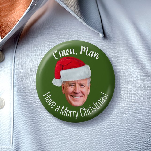 Biden Harris 2020 - Joe Santa Hat - C'mon Man 7.5 Cm Round Badge (Biden Christmas Buttons)