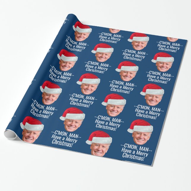 Biden Harris 2020 - Joe Santa Hat - C'mon Man Wrapping Paper (Unrolled)