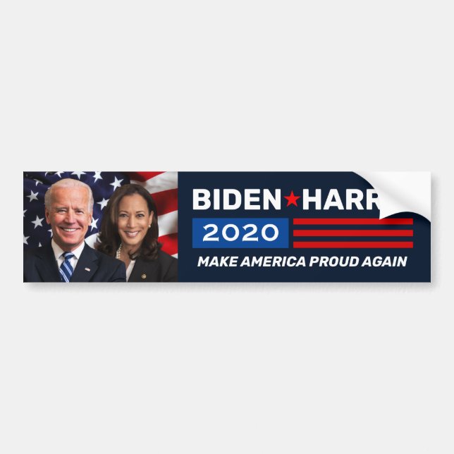 Biden Harris 2020 Patriotic Photo Custom Campaign Bumper Sticker (Front)