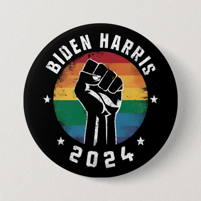 Biden Harris 2024 LGBT Rainbow Gay Pride Election  7.5 Cm Round Badge (Front)