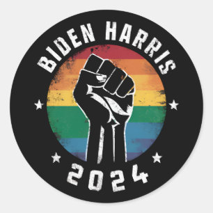 Biden Harris 2024 LGBT Rainbow Gay Pride Election  Classic Round Sticker