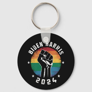 Biden Harris 2024 LGBT Rainbow Gay Pride Election  Key Ring