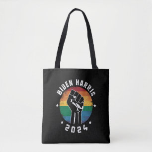 Biden Harris 2024 LGBT Rainbow Gay Pride Election Tote Bag