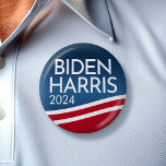 Biden Harris 2024 - Modern Wave Design Button<br><div class="desc">A modern campaign button with a navy blue radient background and waving red and white stripes. You can change the text or leave it as a campaign button for Joe Biden in 2024. Are you looking for campaign materials that you can personalise? This modern flag wave design is fresh and...</div>