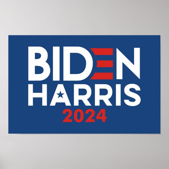 Biden Harris 2024 star - Red White Blue Poster (Front)