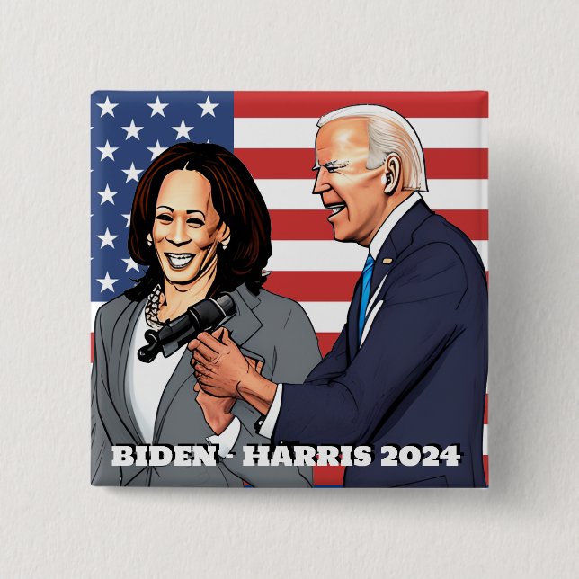 Biden - Harris  | 2024 US Presidential Election 15 Cm Square Badge (Front)