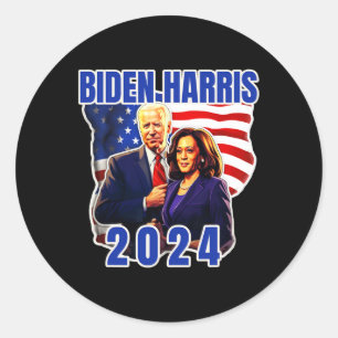 Biden Harris American Flag Vote 2024 Election Classic Round Sticker