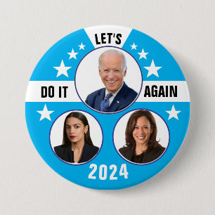 Biden Harris and AOC 2024 7.5 Cm Round Badge
