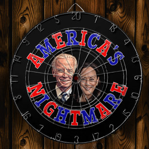 Biden Harris Cartoon AMERICA'S NIGHTMARE Dartboard