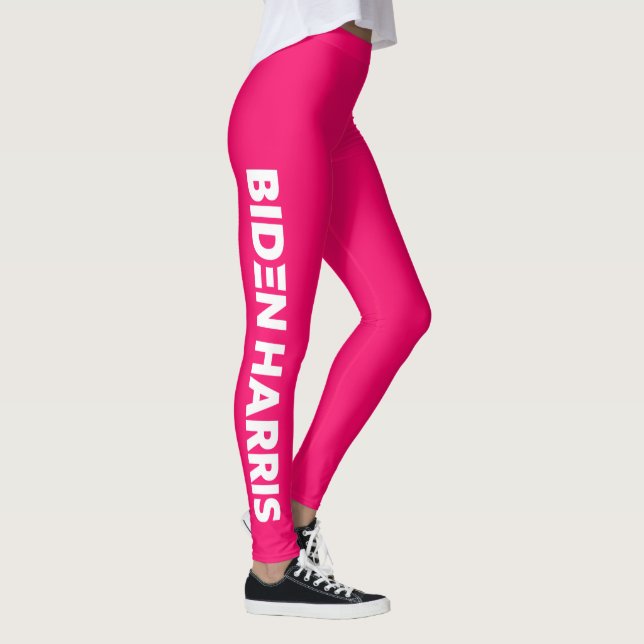 Biden / Harris Custom Colour White and Hot Pink Leggings (Right)