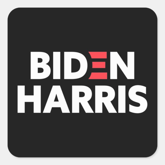 Biden / Harris Election Campaign Black and White Square Sticker (Front)