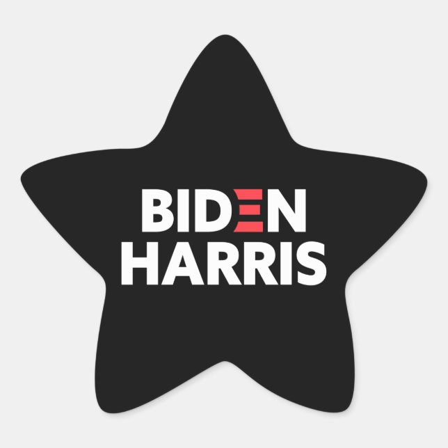 Biden / Harris Election Campaign Black and White Star Sticker (Front)