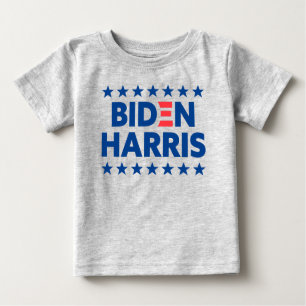 Biden Harris Election Support Blue Stars Grey Baby T-Shirt