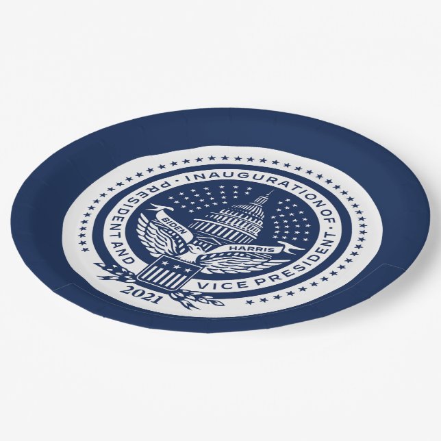 Biden Harris Inaugural Logo Inauguration Day 2021 Paper Plate (Angled)