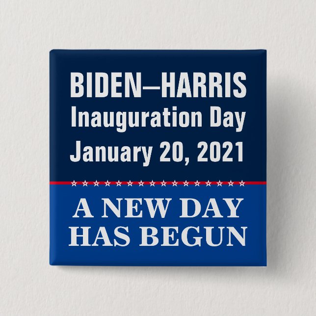 Biden Harris Inauguration New Day Begun 15 Cm Square Badge (Front)