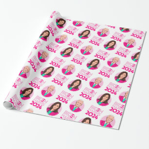 Biden Harris Pink Birthday Wrapping Paper
