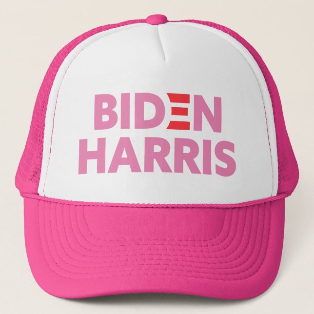 Biden / Harris Pink Red White Trucker Hat (Front)