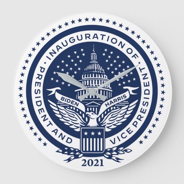 Biden Harris President Inaugural Logo Inauguration Large Clock (Front)