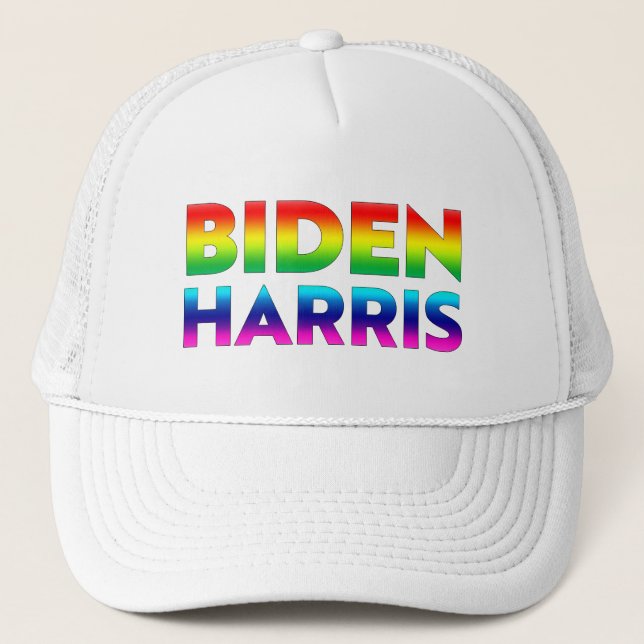 Biden Harris rainbow colours pride Trucker Hat (Front)
