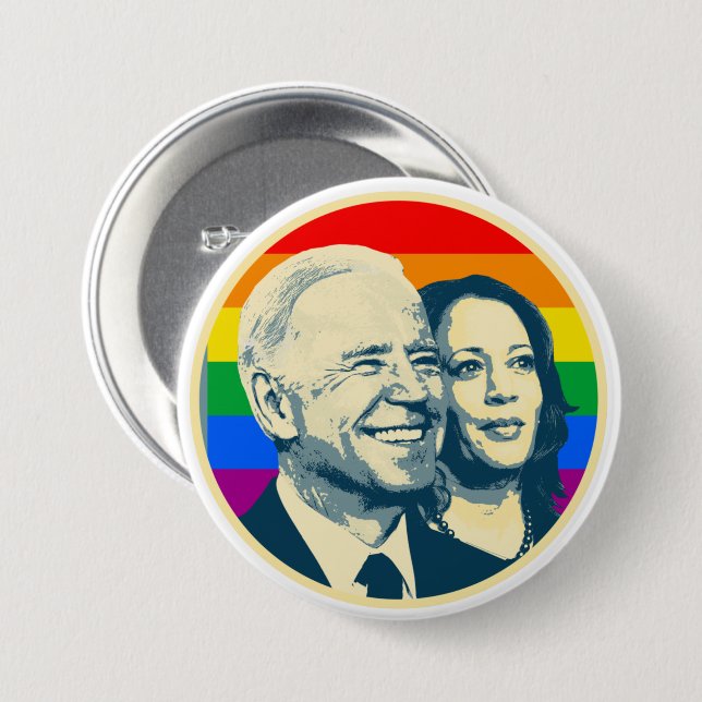 Biden Harris Rainbow Pride 7.5 Cm Round Badge (Front & Back)