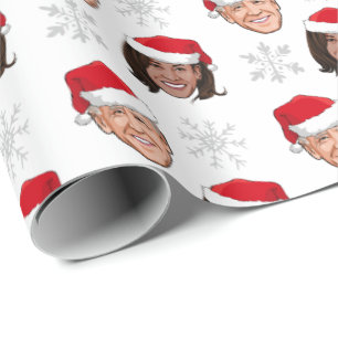 Biden Harris Santa Hat Pattern Wrapping Paper