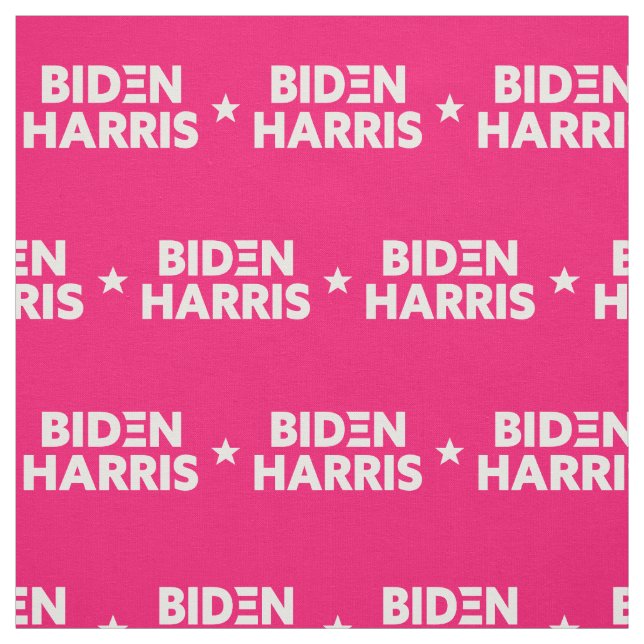 Biden / Harris Star Pattern White Logo Red Pink Fabric (Swatch)