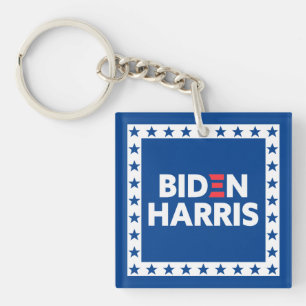 Biden / Harris Stars Frame White Blue Key Ring