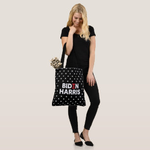 Biden / Harris Stars Pattern Black and White Tote Bag