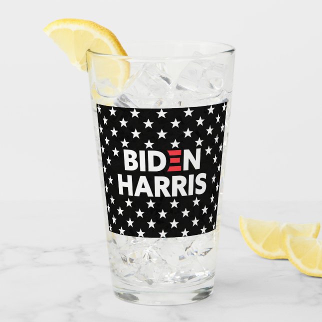 Biden / Harris White Stars Pattern Black Glass (Front Ice)