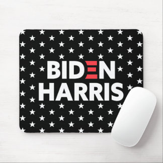 Biden Harris White Stars Pattern Black Mouse Pad