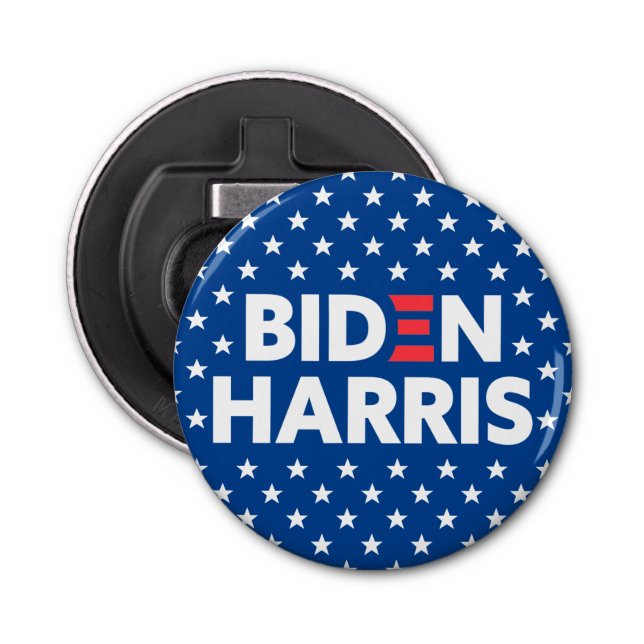 Biden / Harris White Stars Pattern Blue Bottle Opener (Front)