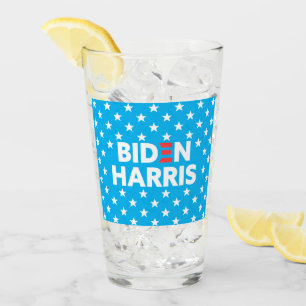 Biden / Harris White Stars Pattern Blue Glass