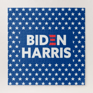Biden / Harris White Stars Pattern Blue Jigsaw Puzzle
