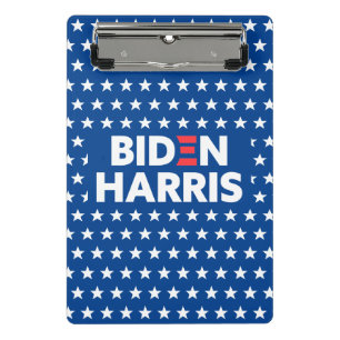 Biden Harris White Stars Pattern Blue Mini Clipboard