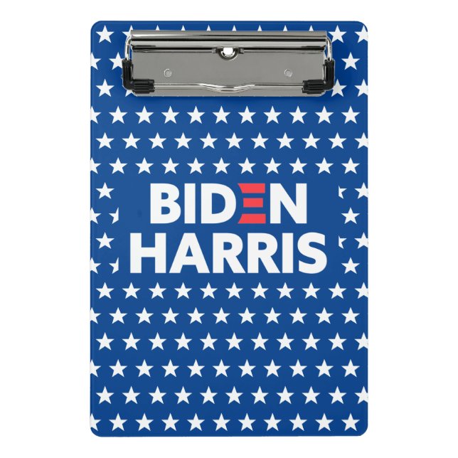 Biden Harris White Stars Pattern Blue Mini Clipboard (Front)