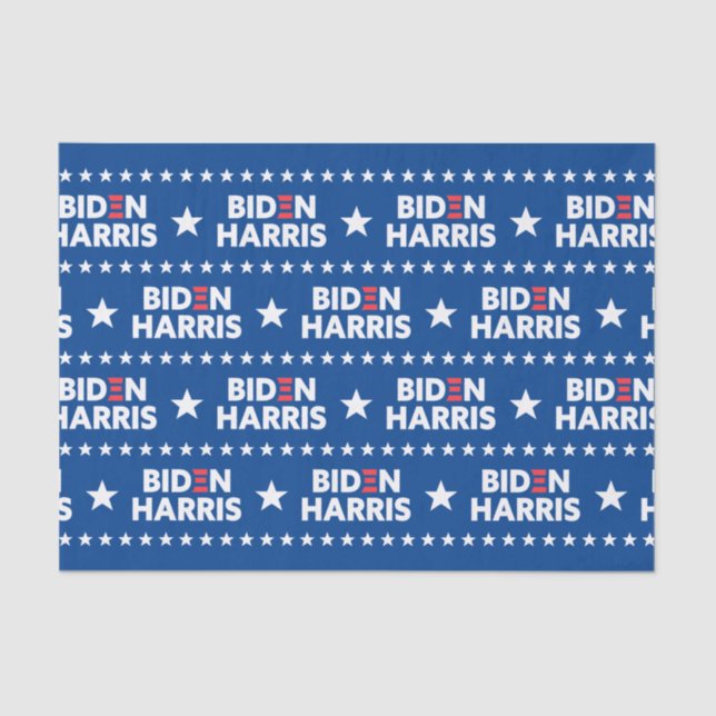 Biden / Harris White Stars Pattern Blue Tissue Paper (Front)