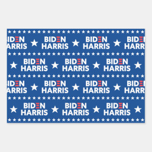 Biden / Harris White Stars Pattern Blue Wrapping Paper Sheet