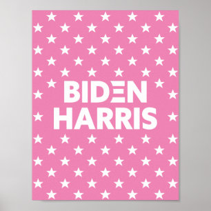 Biden / Harris White Stars Pattern Pink Poster