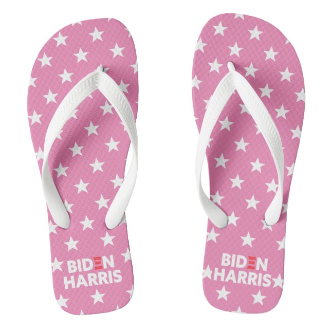 Biden / Harris White Stars Pattern Pink Thongs (Footbed)