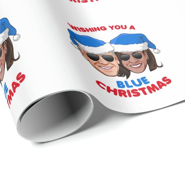 BIDEN HARRIS - WISHING YOU A BLUE CHRISTMAS WRAPPING PAPER (Roll Corner)