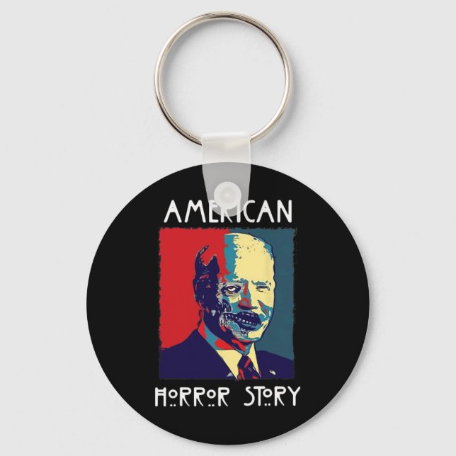 Biden Horror American Zombie Story Halloween Retro Key Ring (Front)