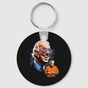 Biden Laughing Trump To Jail Tee Anti-trump  Key Ring