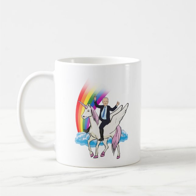 Biden on a Unicorn Coffee Mug (Left)