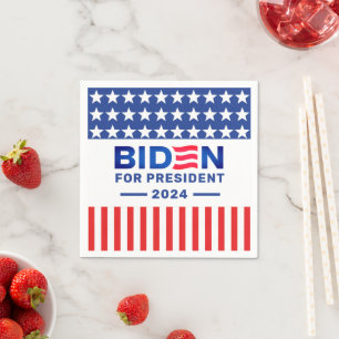Biden President 2024 Election Red and Blue Napkin