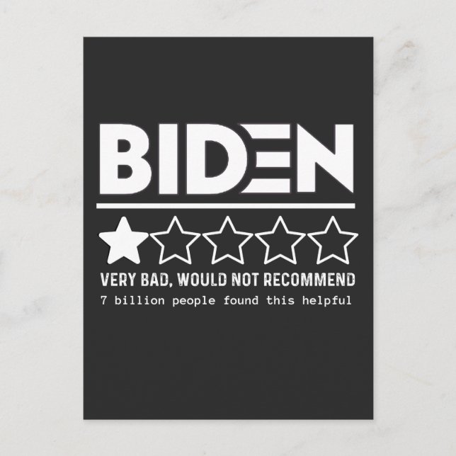 Biden Very Bad Would Not Recommend T-Shirt Holiday Postcard (Front)